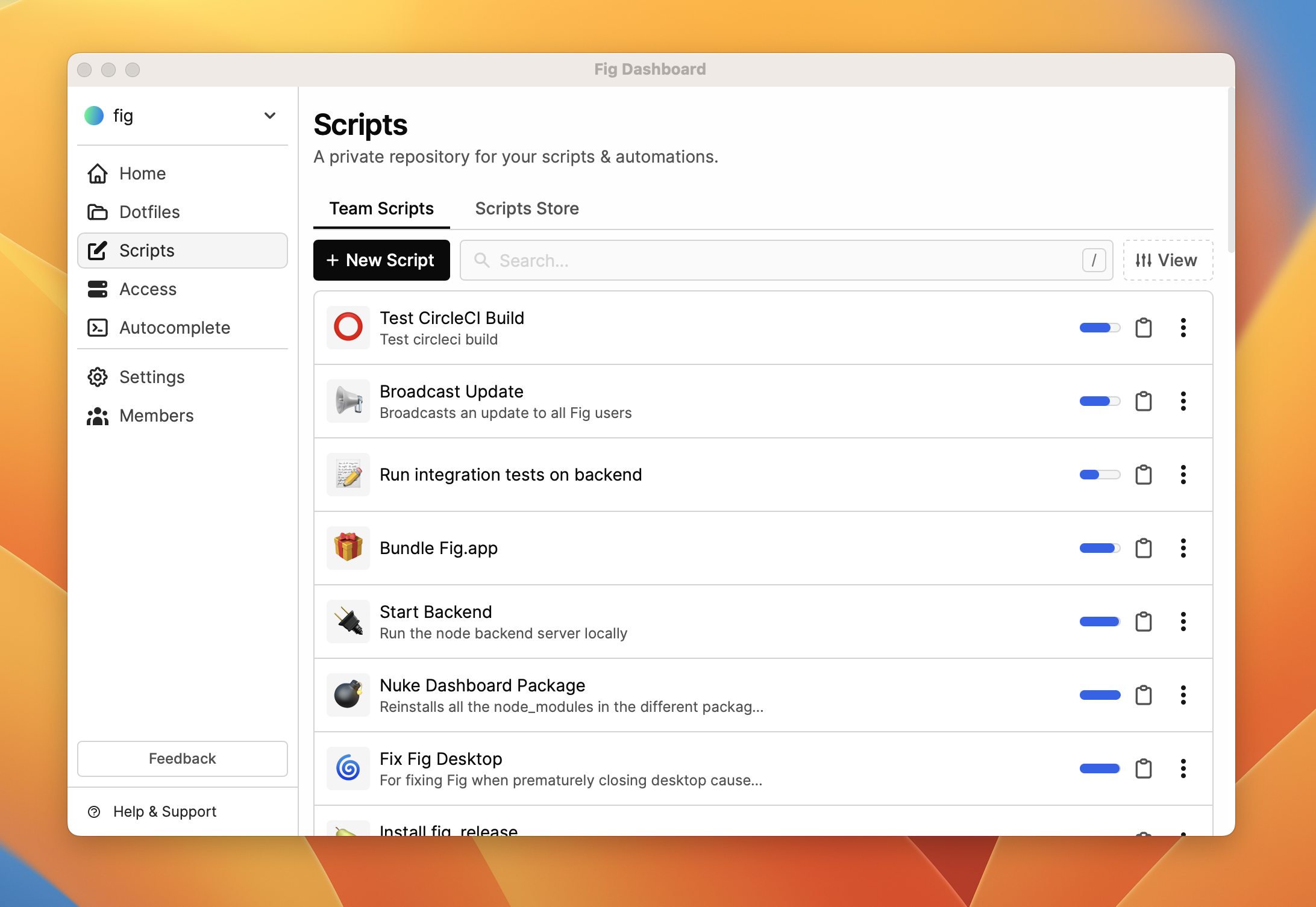 Fig Scripts dashboard